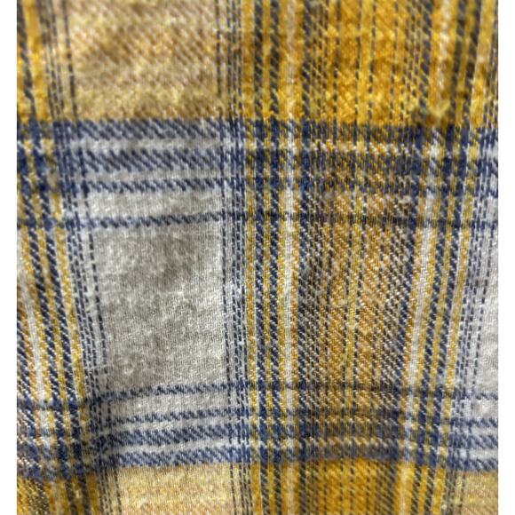 Free People Little Bit Of Sugar Sequin Button Up Flannel Shirt Yellow Plaid Sz L - Picture 6 of 10
